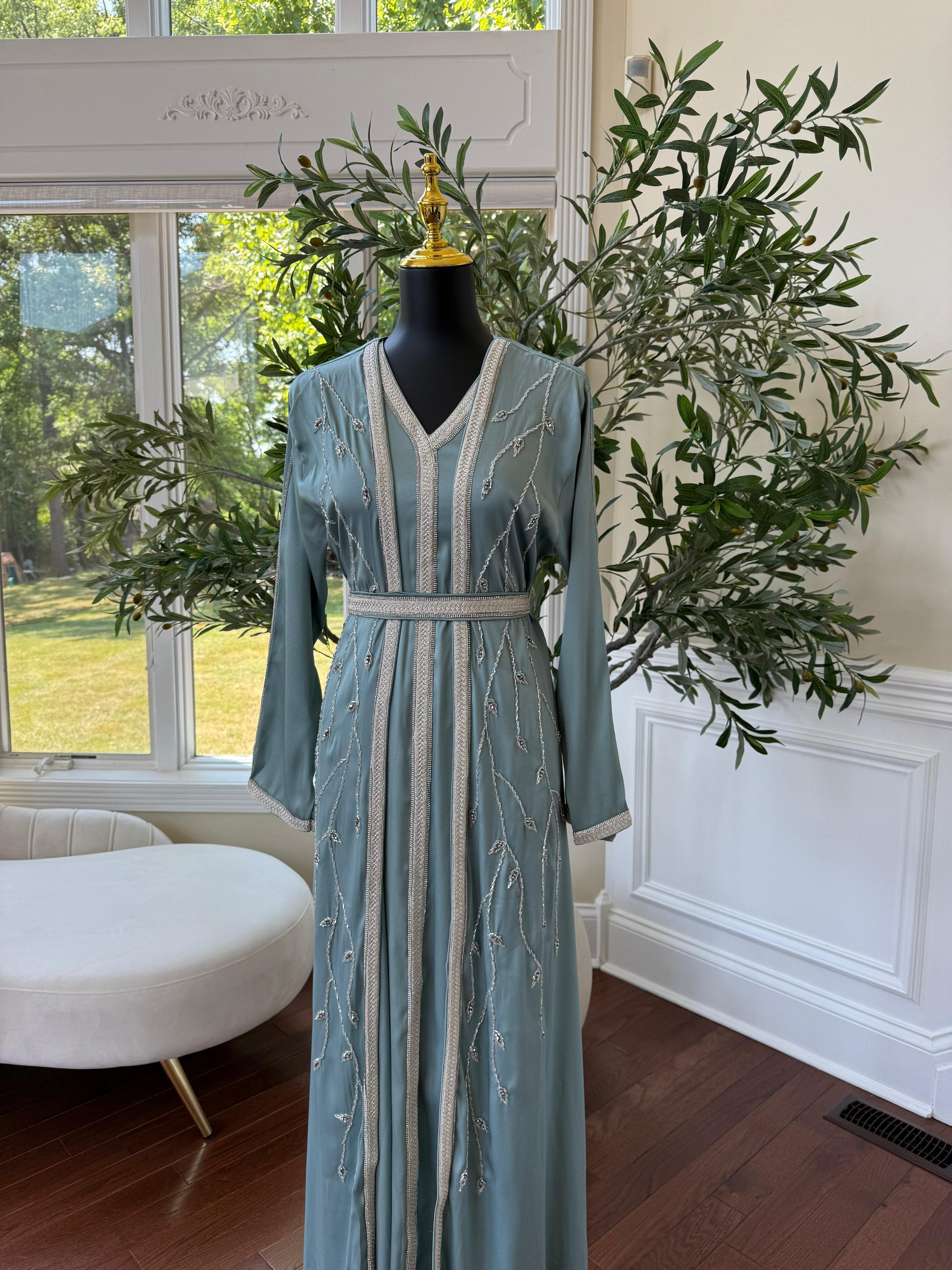 Baby Blue Floral Kuftan