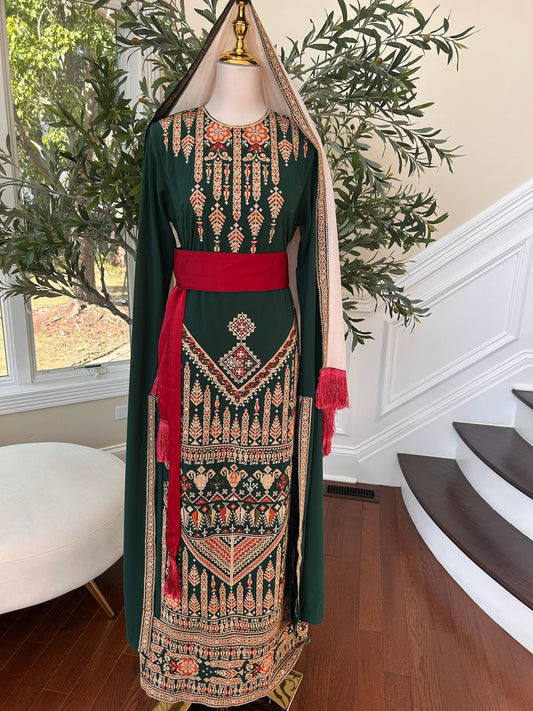 Embroidery Royal Tatreez Green Thobe