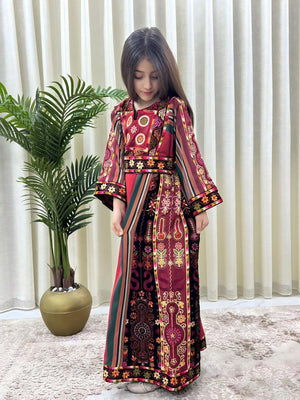 Red Embroidery Tatreez Majdalwi Thobe
