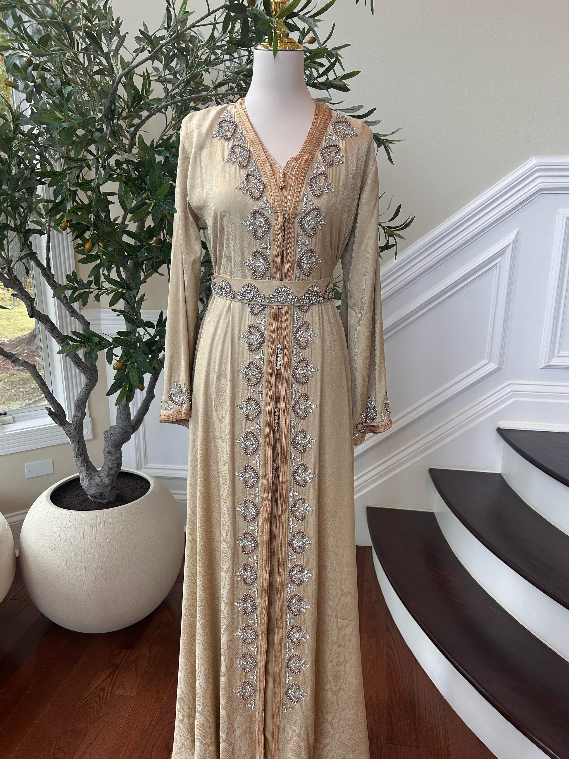 Golden Yellow Elegance Beaded Kuftan