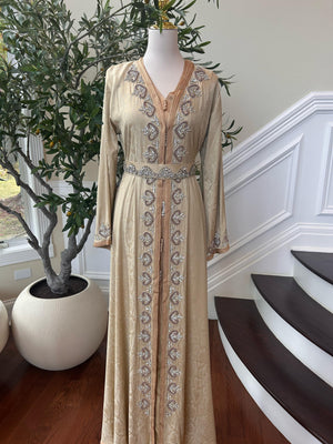 Golden Yellow Elegance Beaded Kuftan