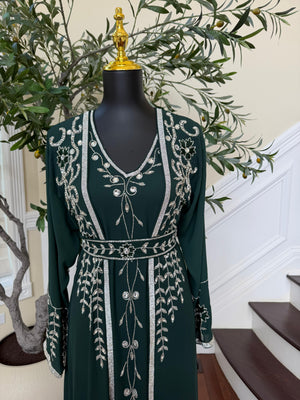 Emerald Green Beaded Rose Kuftan
