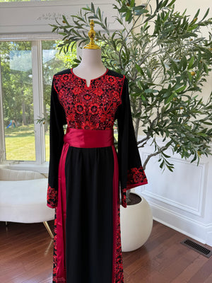 Red Tatreez Embroidery Thobe