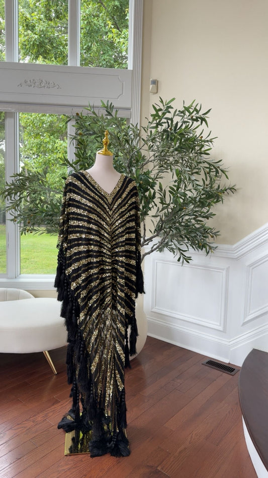Golden Black Devine Cardigan Abaya