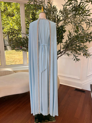 Baby Blue Floral Elegance Kuftan