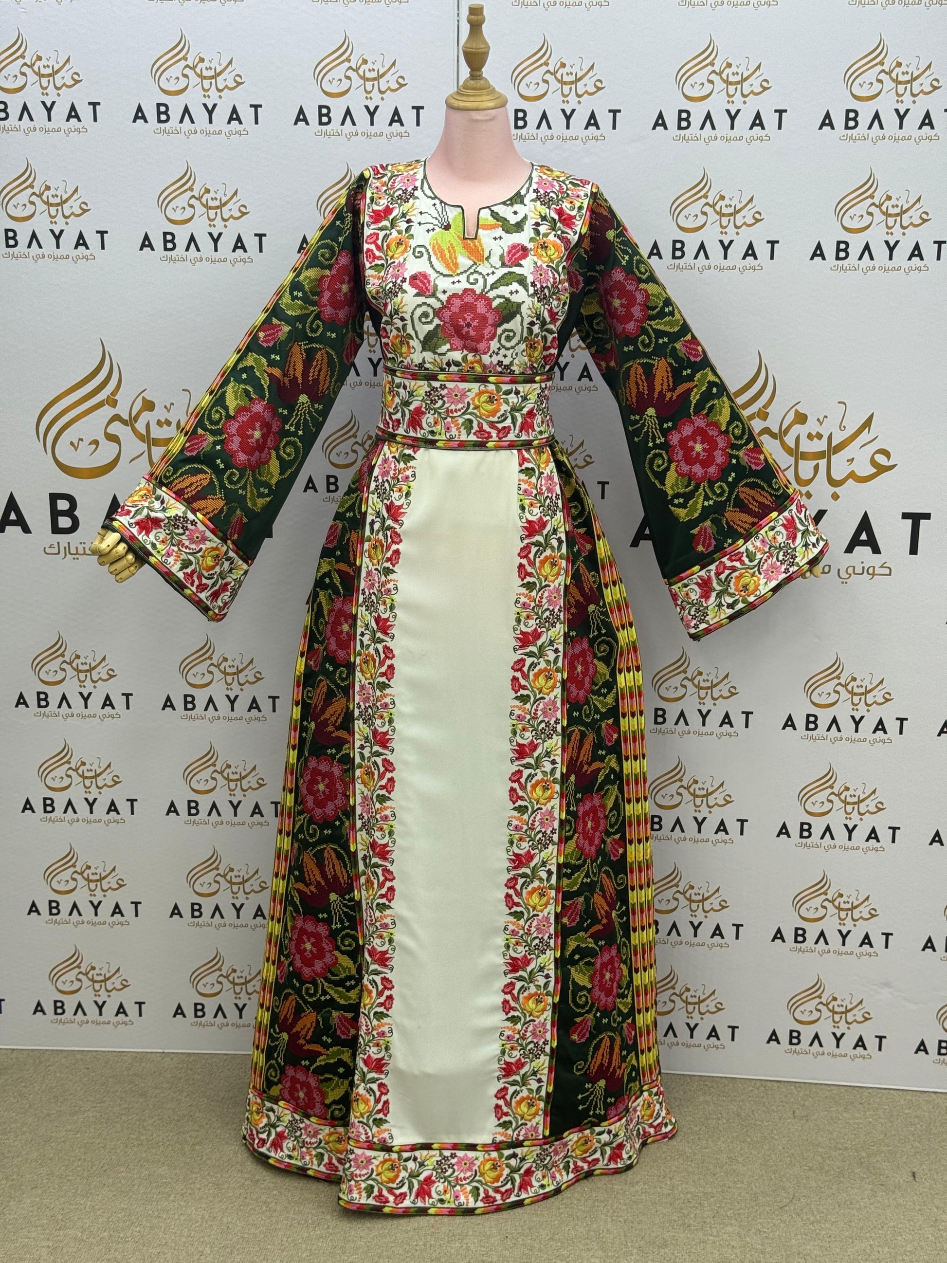 White Emerald Majesty Floral Thobe