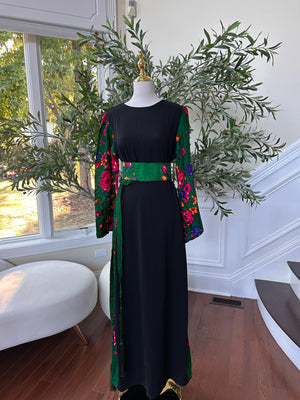 Back Floral Green Elegance Dress