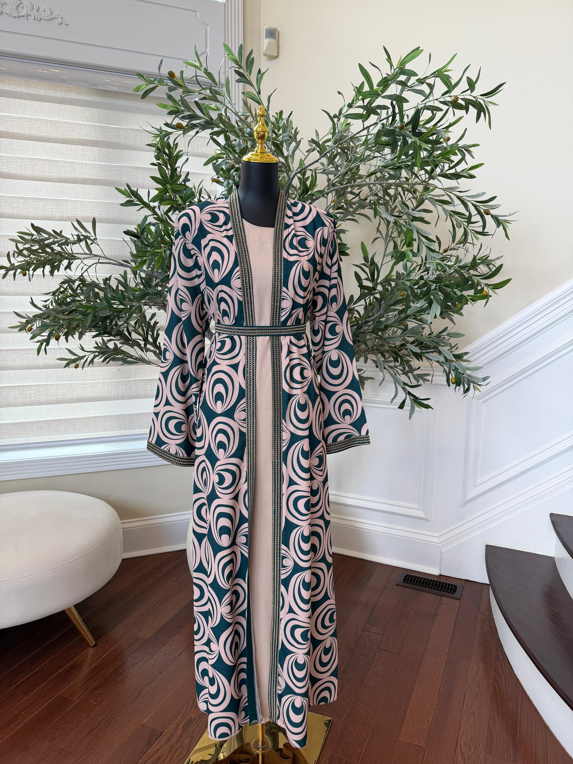 Blush Teal Two-Piece Abaya