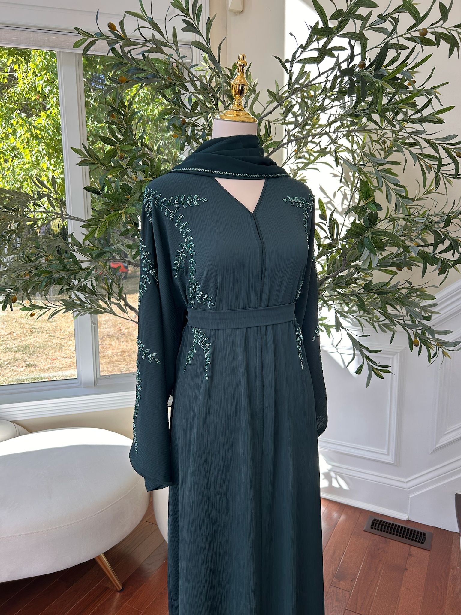 Emerald Green Rose Abaya