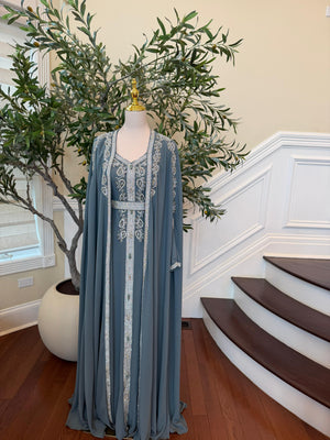 Teal Blue Royale Beaded Kuftan