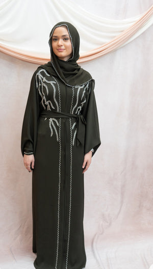 Midnight Green Bloom Abaya