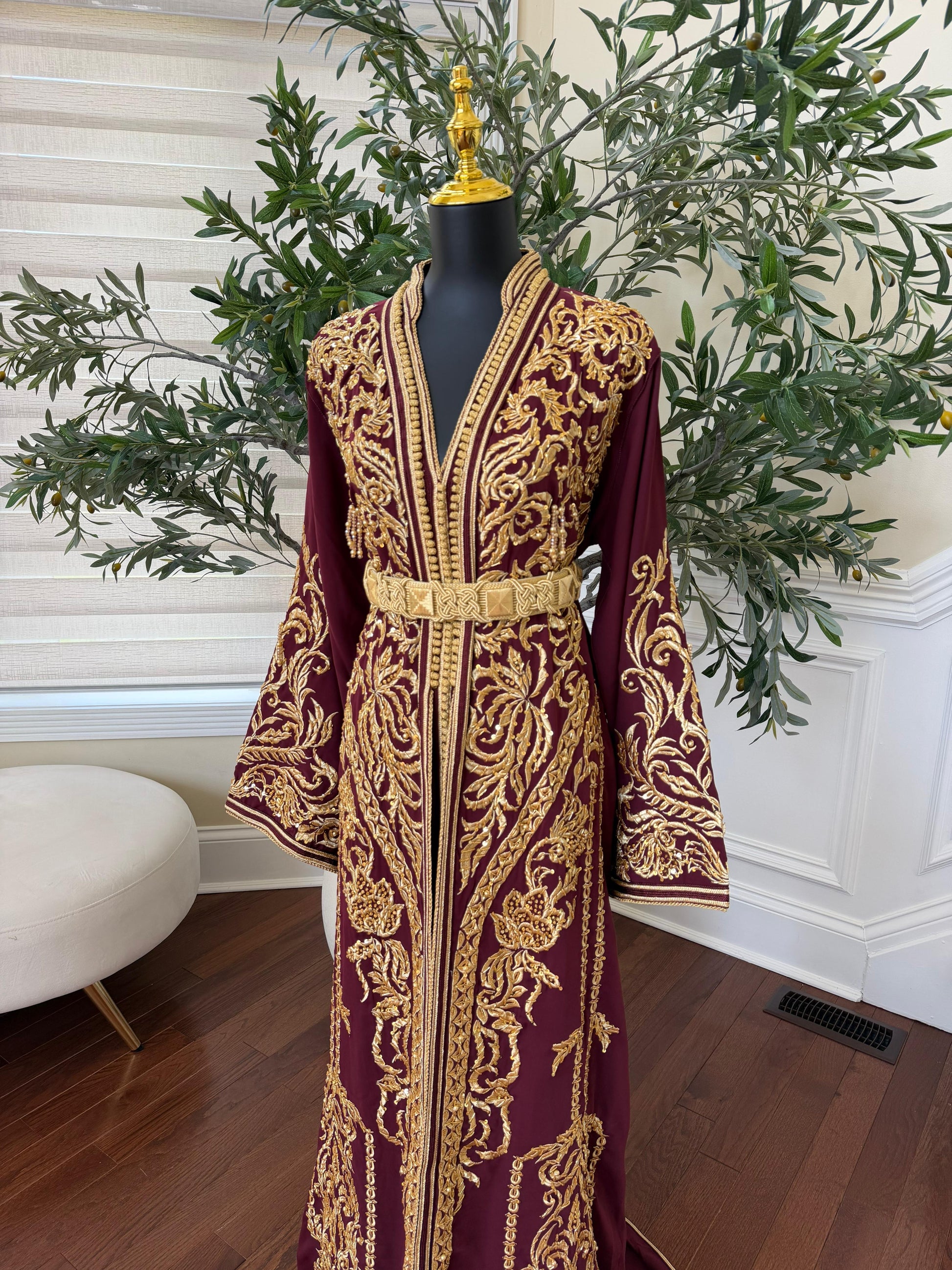 Burgundy Golden Essence Kuftan
