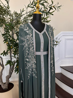 Emerald Green Royale Stone Beaded Kuftan