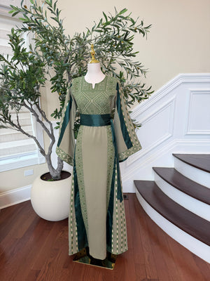 Olive Heritage Embroidery Tatreez Thobe