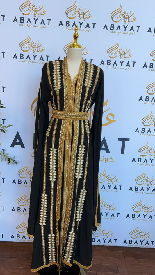 Golden Elegance: Black Kuftan