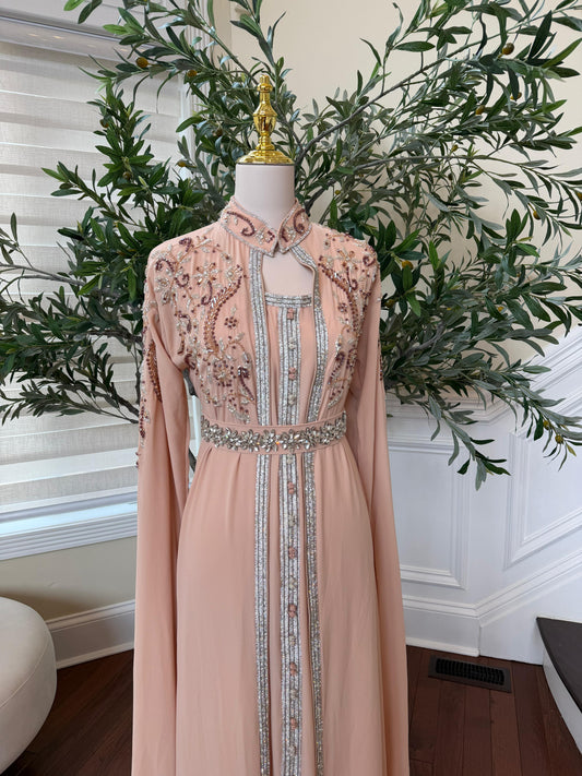 Peach Silver Stone Kuftan