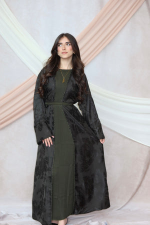 Deep Olive Blossom Abaya