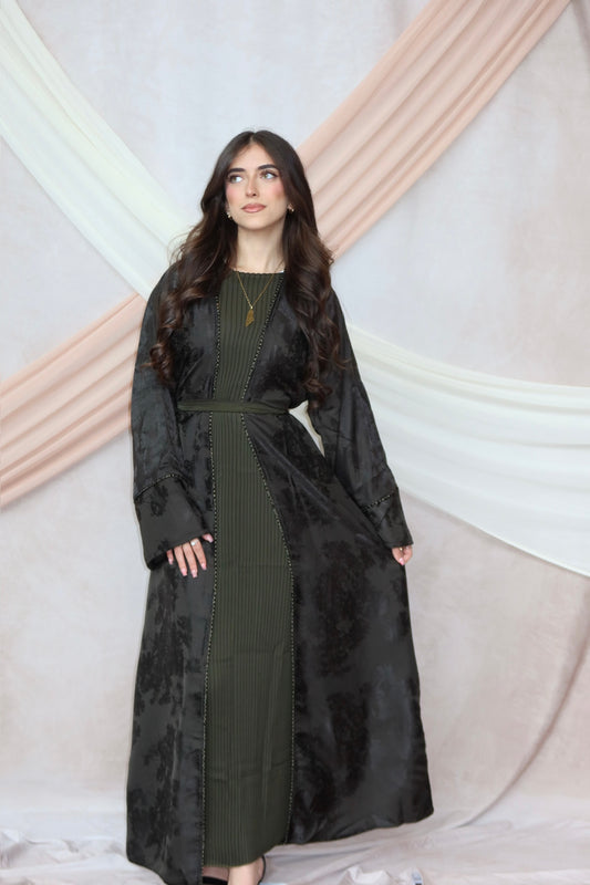 Deep Olive Blossom Abaya