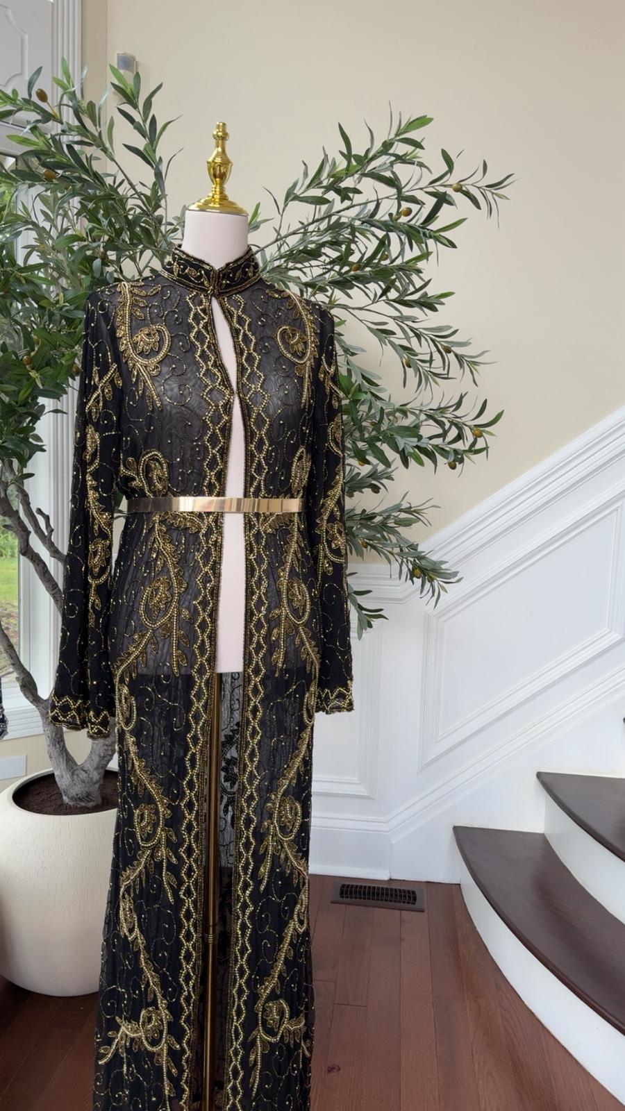 Golden Black Essence Charm Abaya