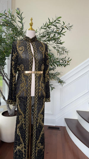 Golden Black Essence Charm Abaya
