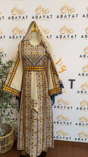 Elegant Beige Tatreez Thobe