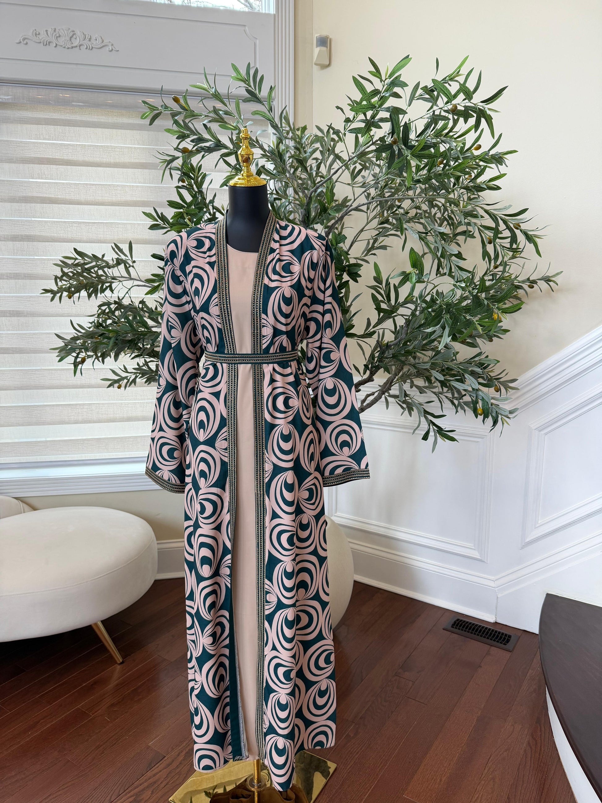 Blush Teal Two-Piece Abaya