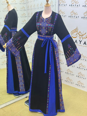 Black Embroidery Embellished Tatreez Thobe