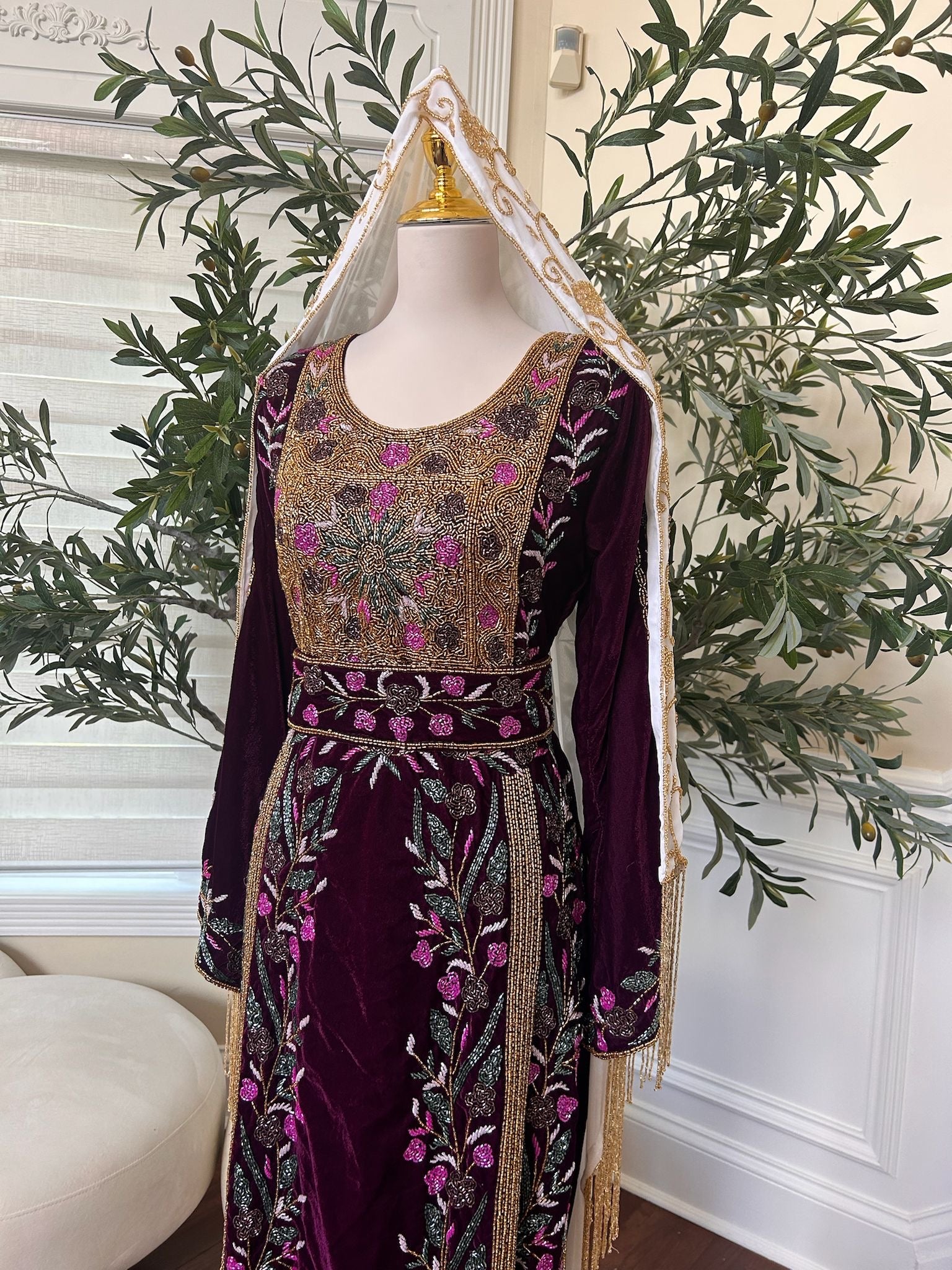 Purple Velvet Stone Thobe