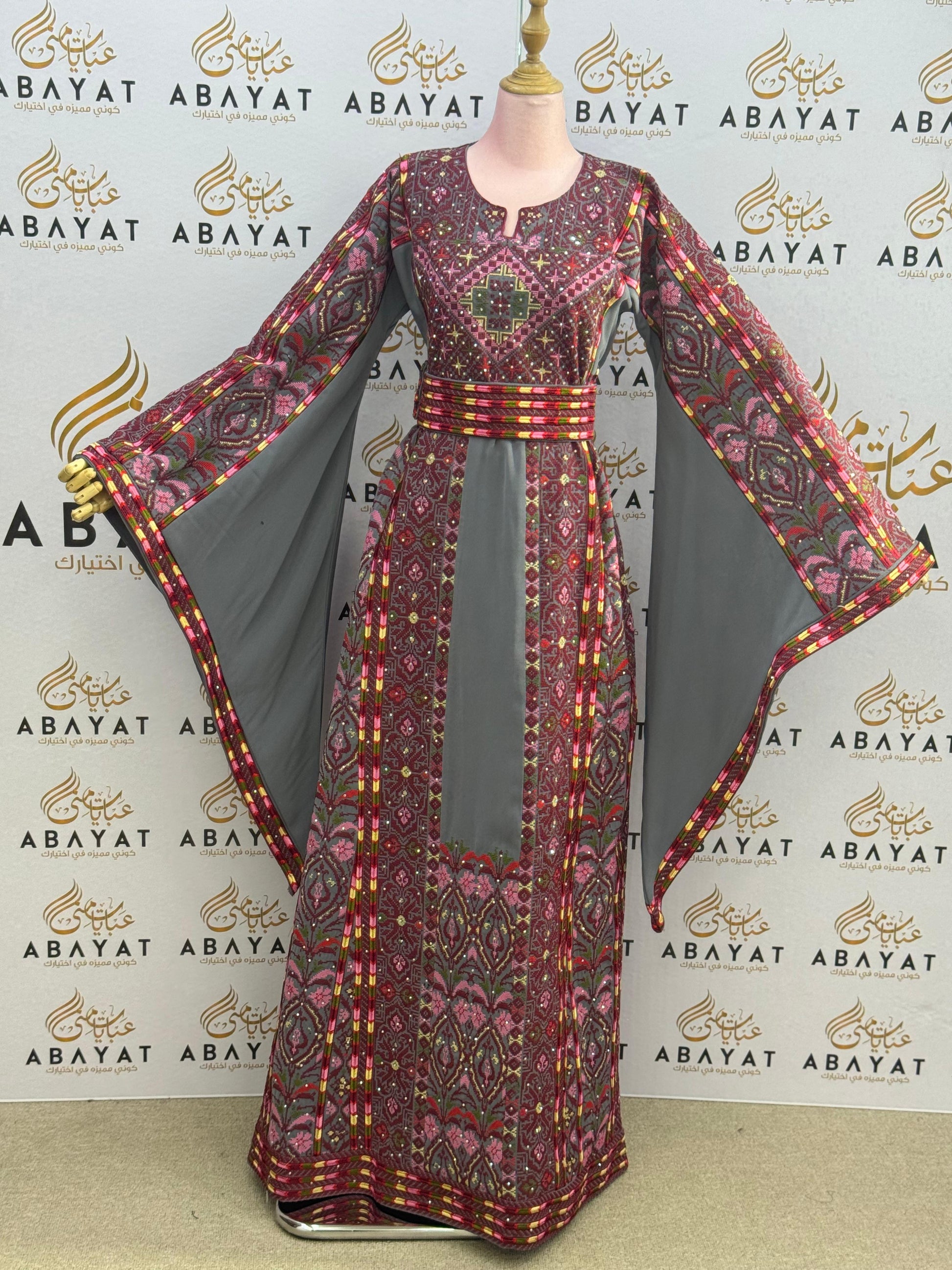 Royal Rose Grey Embroidery Elegance Thobe