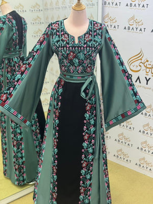 Embroidery Black Tatreez Teal Thobe