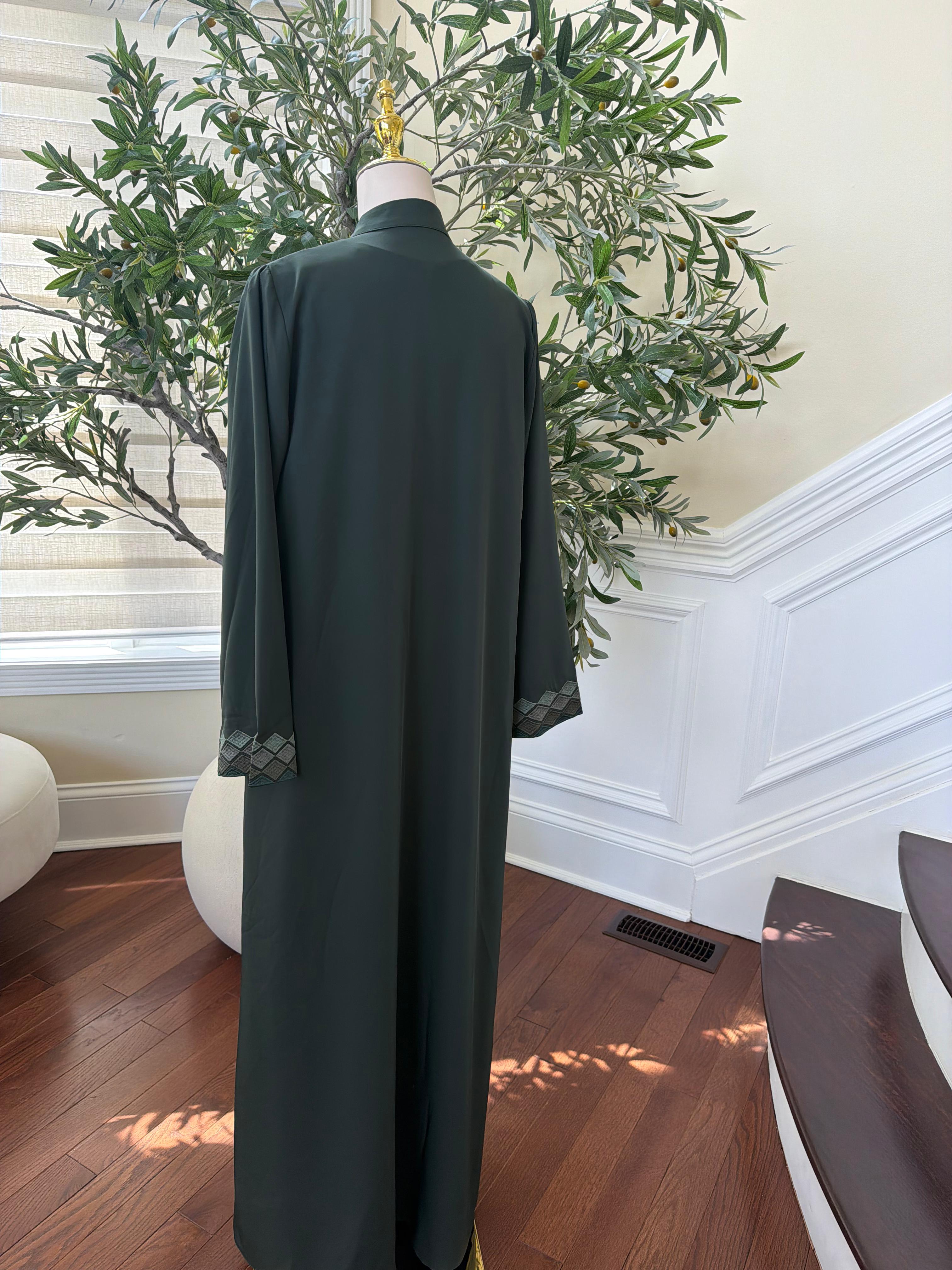 Green Two Piece Cardigan Abaya