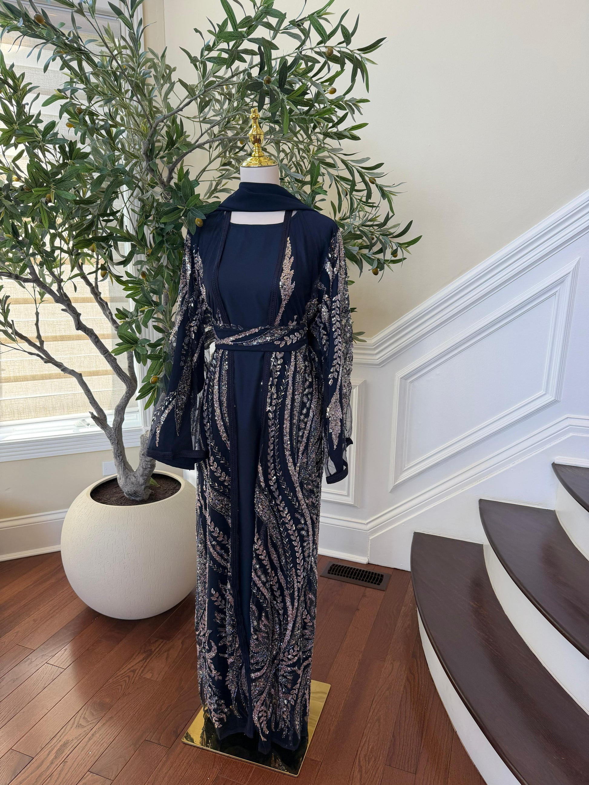Blue Sparkle Cardigan Abaya