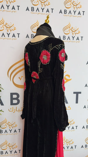 Velvet Black Rosey Abaya