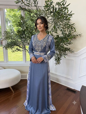Ocean Breeze Embroidery Beaded Kuftan