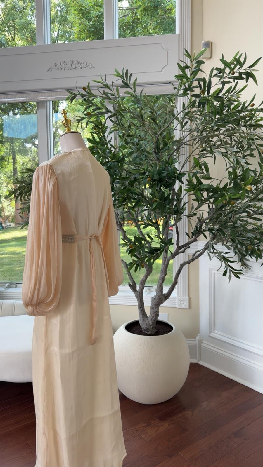 Light Beige Beaded Kaftan