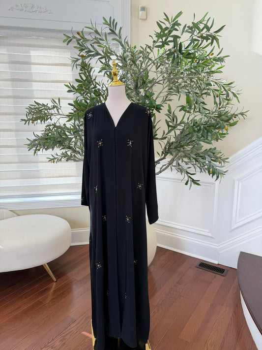 Nujum Ramadan Golden Embellished Black Abaya