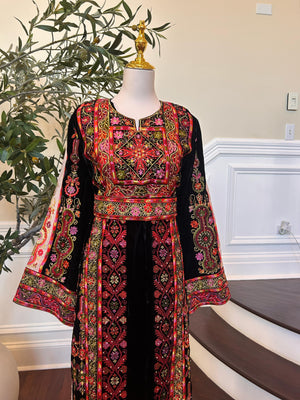 Black Velvet Tatreez Embroidered Thobe