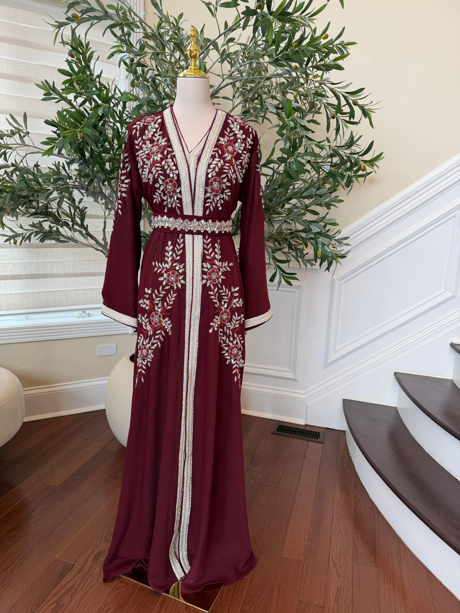 Red Royale Rose Beaded Kuftan