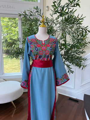 Blue Embroidery Tatreez Thobe