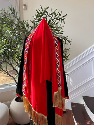Red Tatreez Khirka Shal Mandil