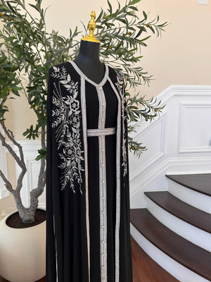 Black Floral Design Elegance Kuftan