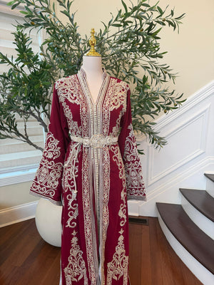 Red Royale Silver Embroidered Kuftan