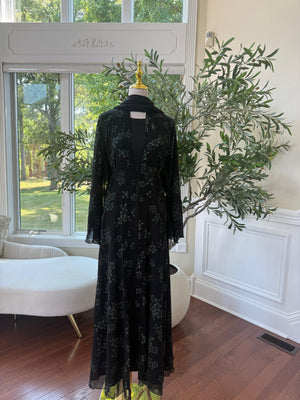 Black Ruffled Shimmer Abaya