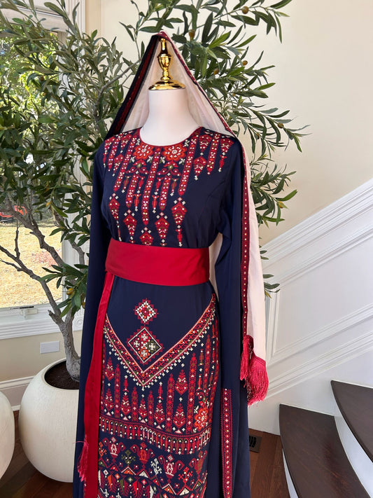 Blue Embroidery Tatreez Red Thobe