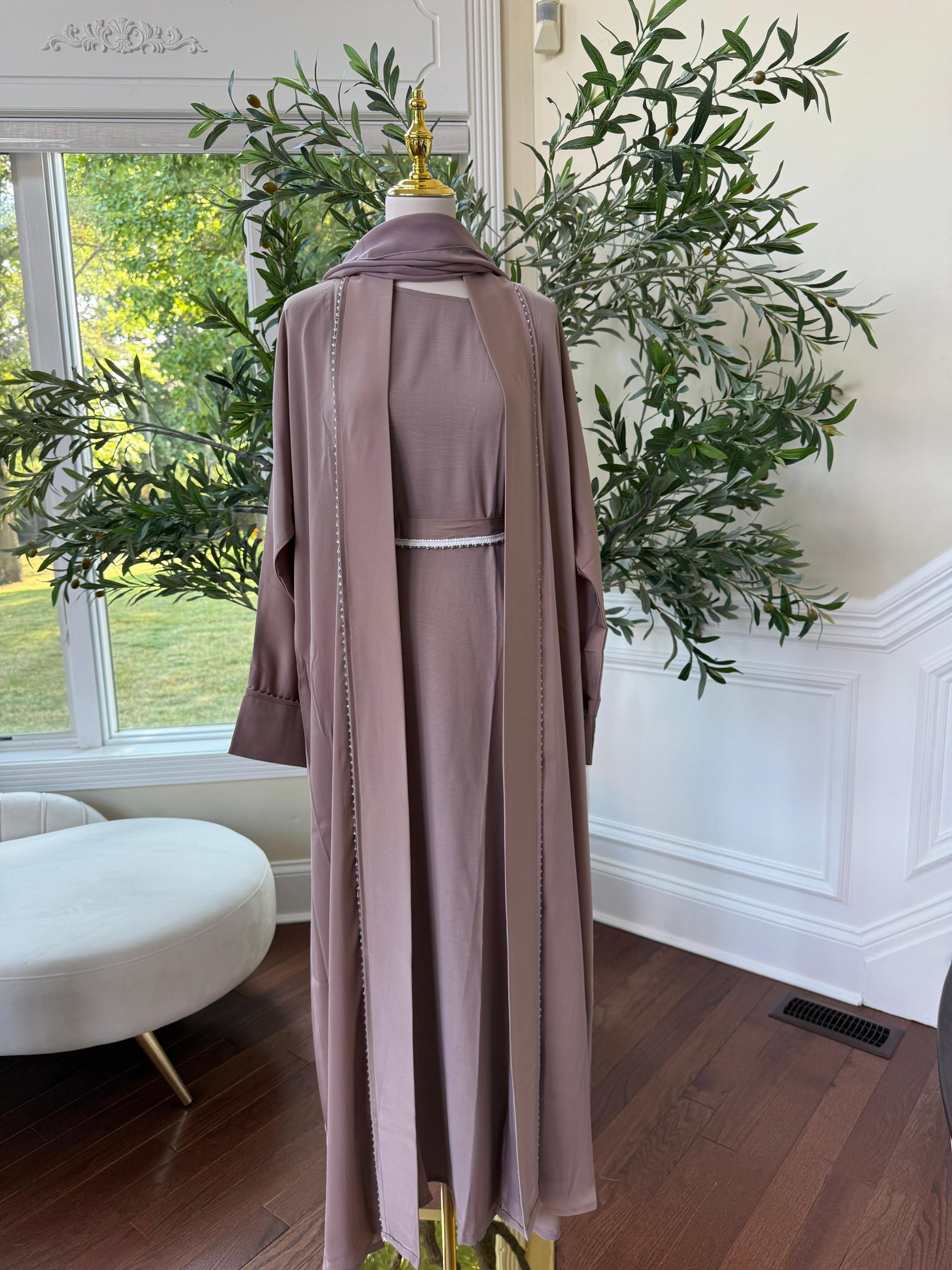 Light Muave Cardigan Abaya