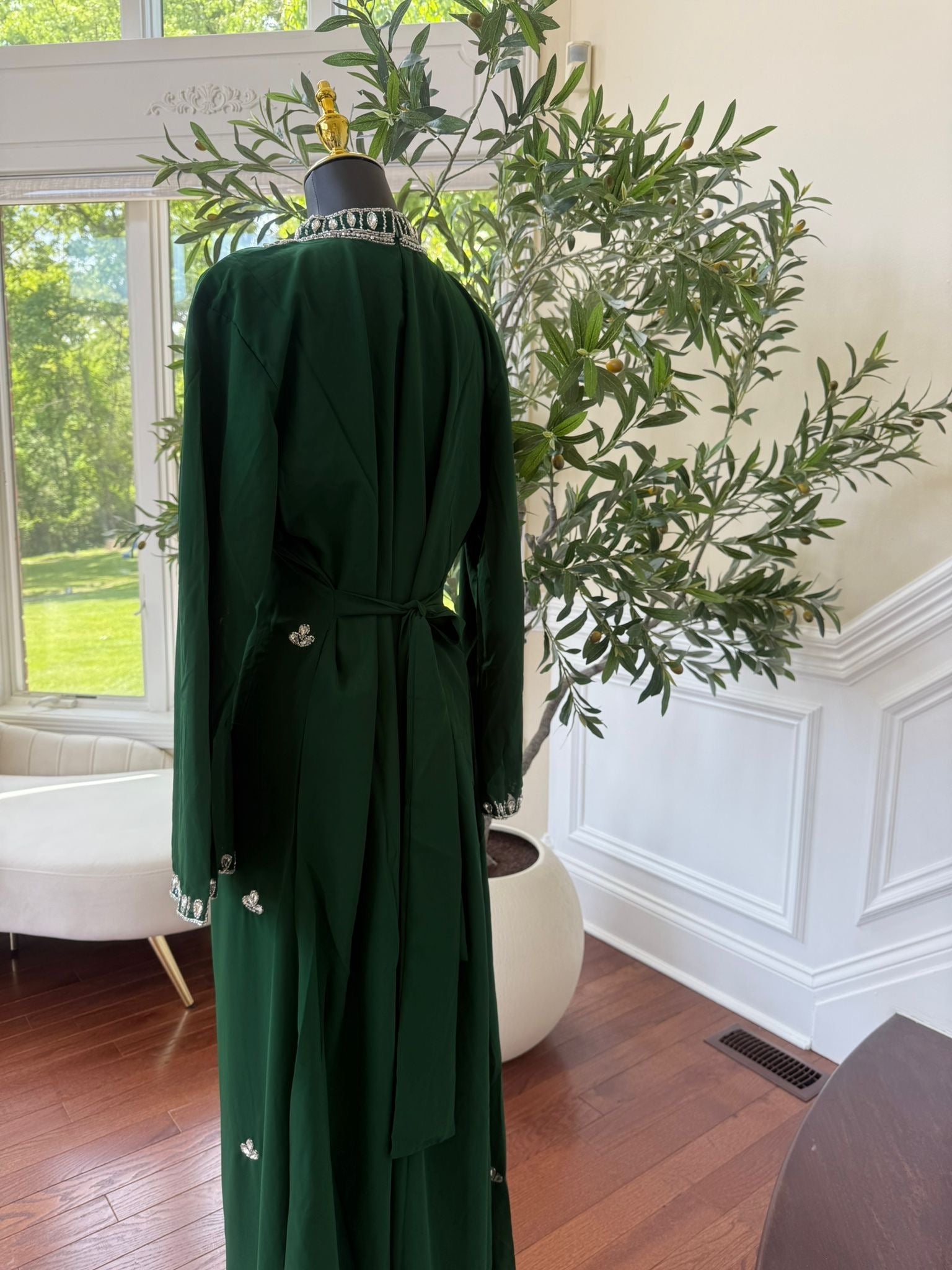 Green Maxi with Sparkling High Neck Detail