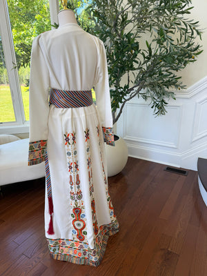 White Embroidery Tatreez Thobe