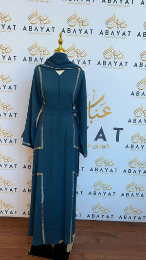 Elegant Turquoise Blue Abaya