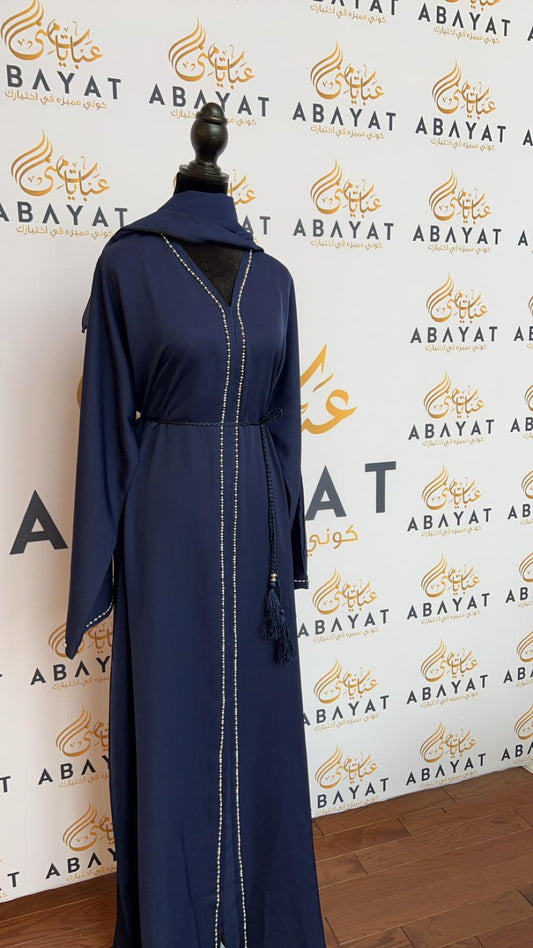 Elegant Blue Beaded Abaya