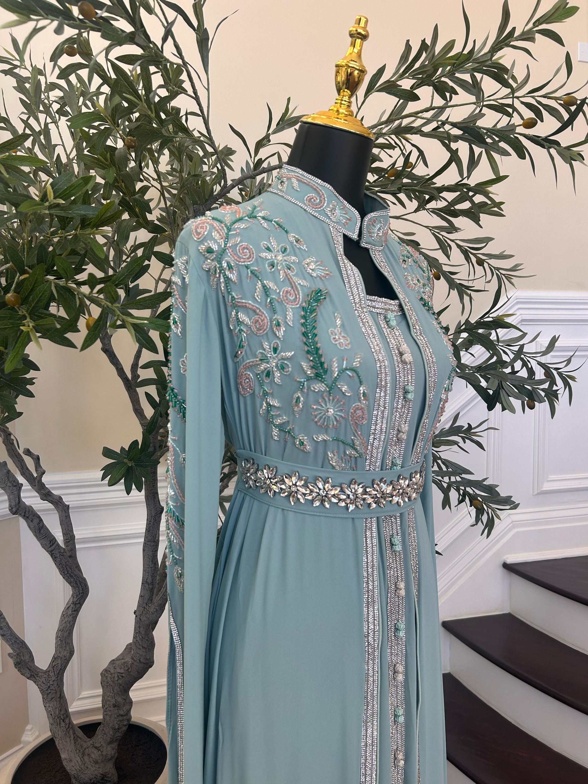 Mint Blue Rose Legacy Kuftan